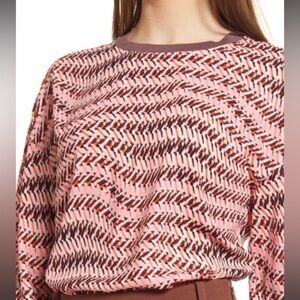 Open Edit Nordstrom NWT Top Geo Print Size Small Workwear Mod Elevated Basic